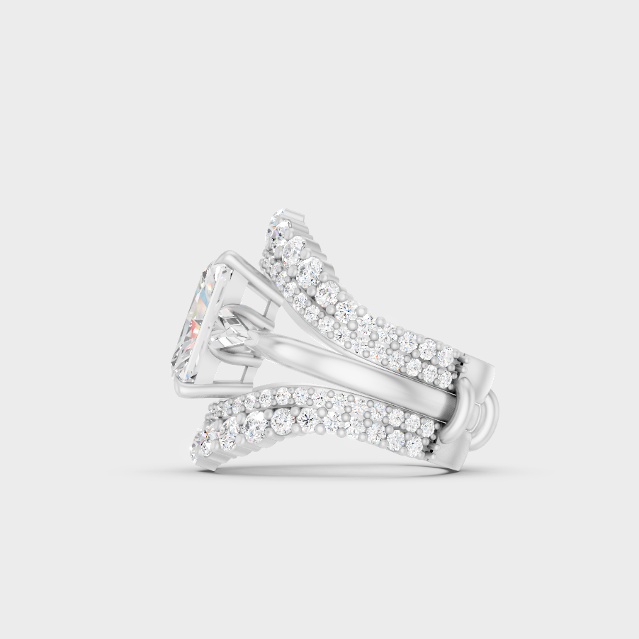 White Gold Certified Multishape Diamond Ring Elegant Design