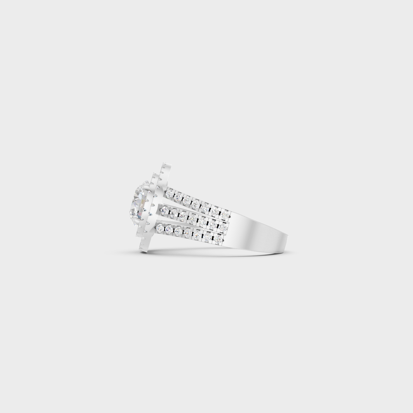White Gold Certified Round Diamond Double Halo Ring Elegant Design