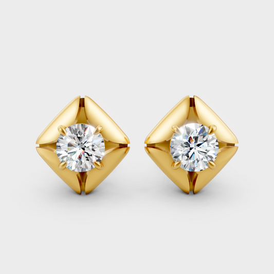 Round Cut Lab Grown Diamond Earrings in