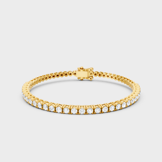 1.95 Ct Round Cut Lab-Grown Diamond Tennis Bracelet Yellow Gold