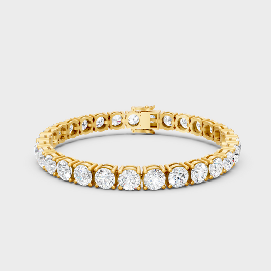 24.65 Ct Round Cut Lab-Grown Diamond Tennis Bracelet Yellow Gold