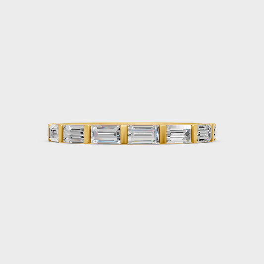 Certified baguette-cut lab-grown diamond band in yellow gold