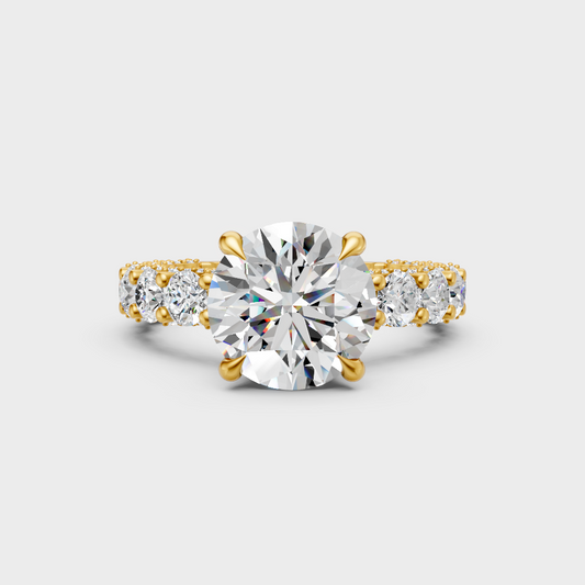 Igi-certified round-cut lab-grown diamond solitaire ring in yellow gold