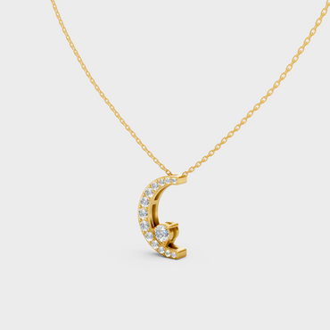 GLI Certified Round Cut Lab-Grown Diamond Pendant Necklace In Hallmark Yellow Gold