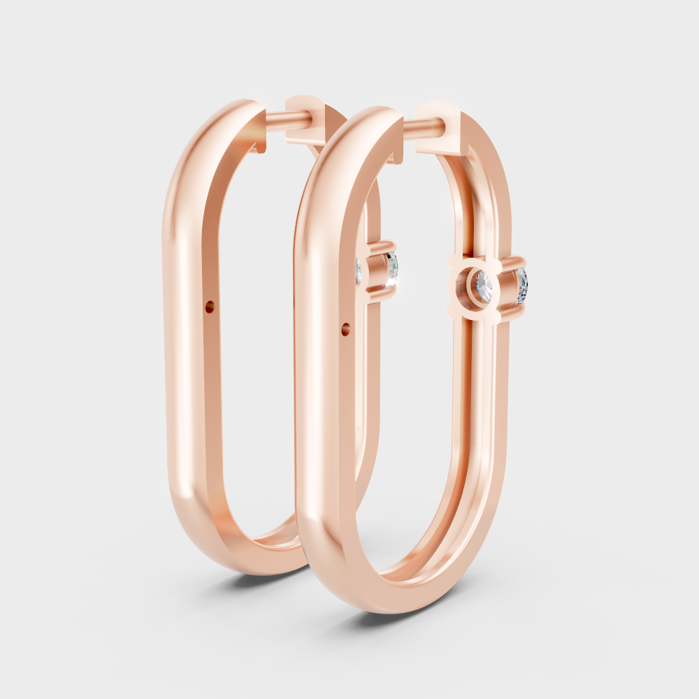 Blush Rose Gold Round-Cut Diamond Hoops for Special Occasion Gifting