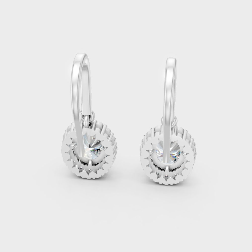 Elegant Lab-Grown Diamond Dangler Earrings In White Gold & Platinum