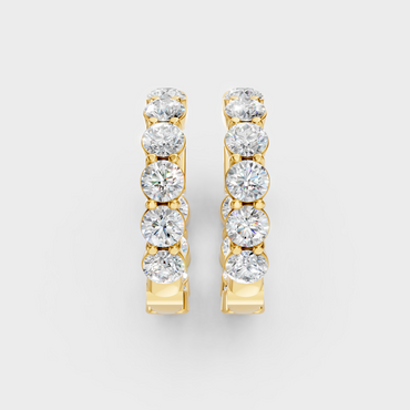 Brilliant Round Cut Lab Diamond Hoop Earrings In 14K Yellow Gold Hallmark