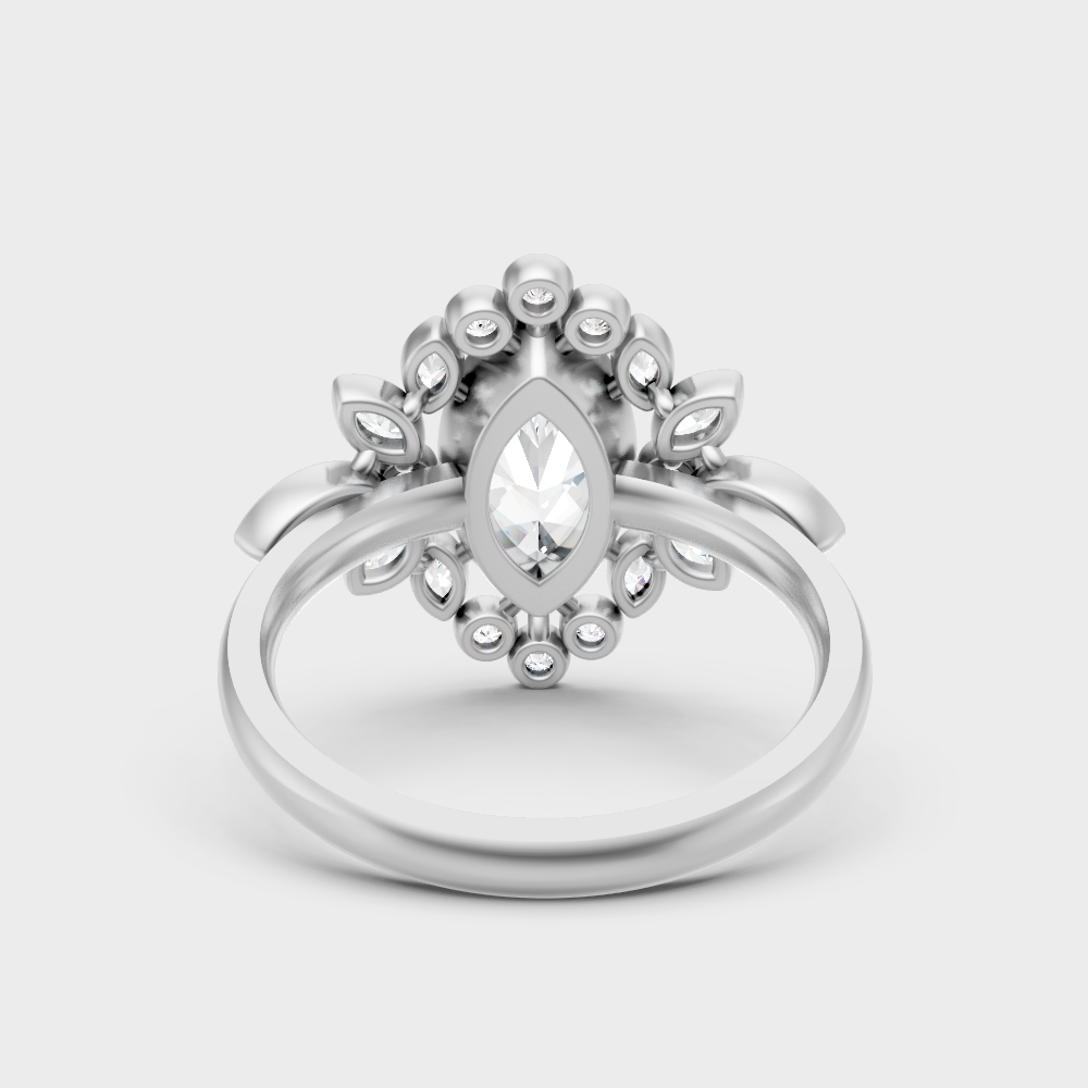 White Gold Marquise Lab-Grown Diamond Accent Ring With Hallmark Gold Quality