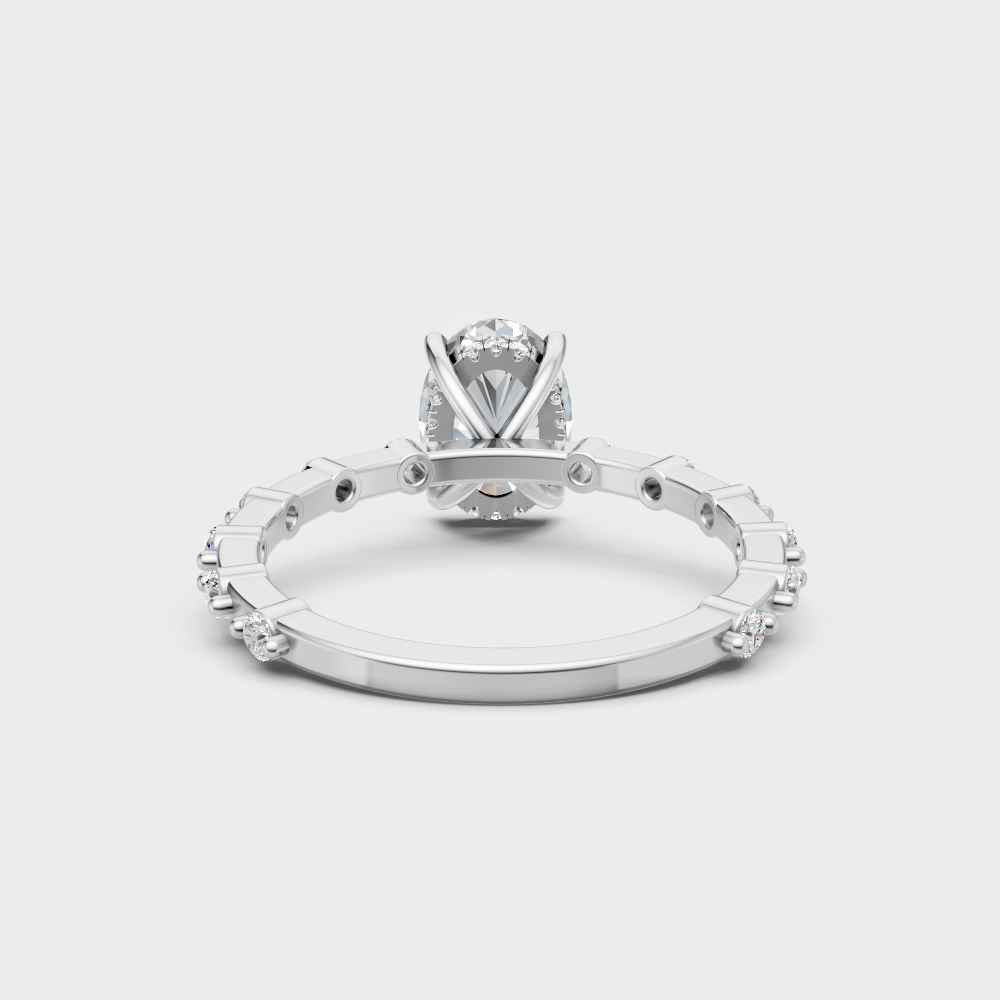 Luxury 950 platinum solitaire ring with a certified oval and round lab diamond