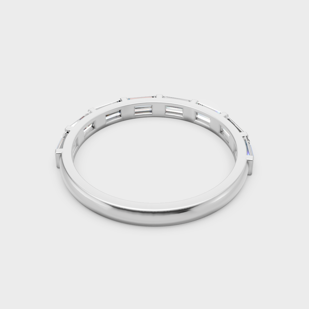 Luxury 950 platinum stackable ring featuring baguette diamond layout
