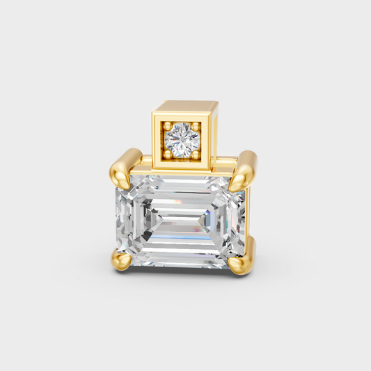 Classic 14K Yellow Gold Solitaire Charm Featuring An Emerald-Cut Lab Diamond