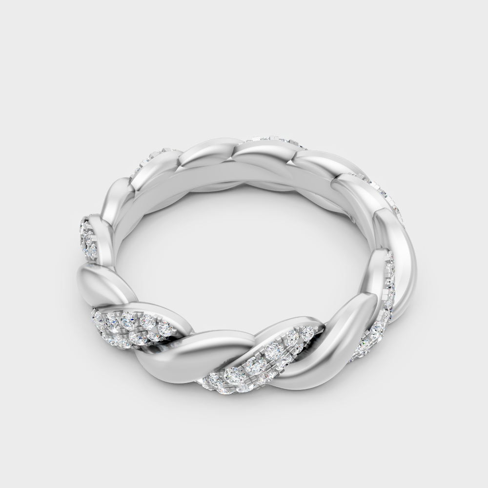 White Gold Round Lab-Grown Diamond Band With Hallmark Gold Quality