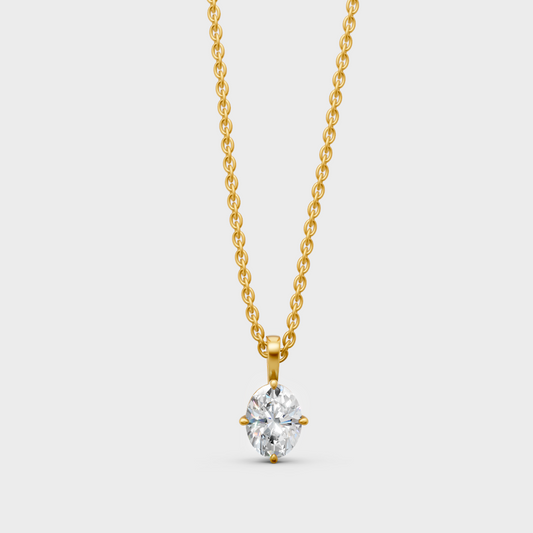 1 Ct Oval Cut Certified Lab-Grown Diamond Pendant Yellow Gold