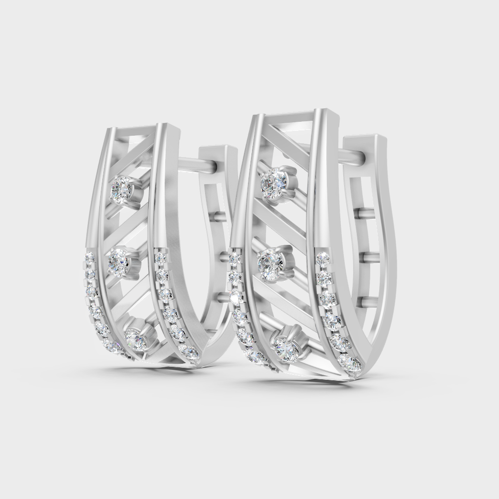 Premium White Gold Lab-Grown Diamond Hoop Earrings 0.17 Ct Each