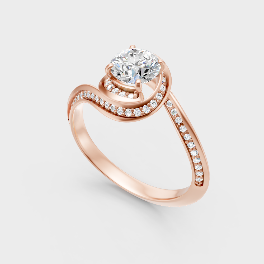 Rose Gold Round-Cut Lab-Grown Diamond Halo Ring For Modern Luxury