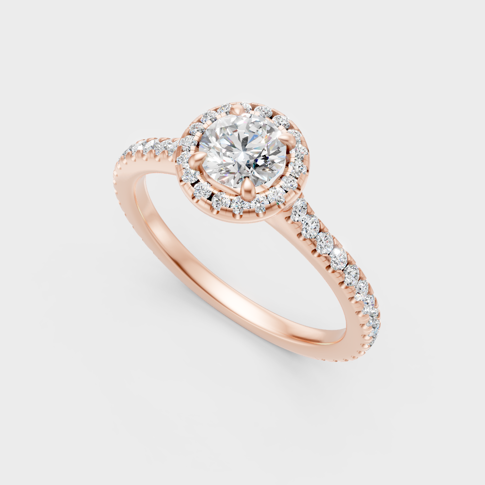 Rose Gold Round-Cut Lab-Grown Diamond Halo Ring For Modern Luxury