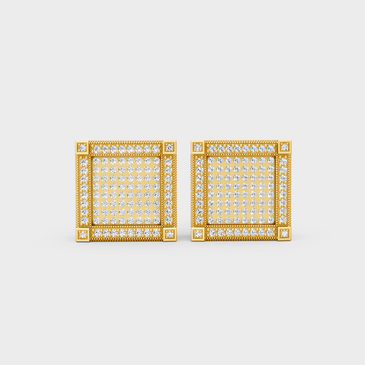 1.54 Ct Lab Grown Diamond Men’s Stud Earrings In Yellow Gold GLI Certified