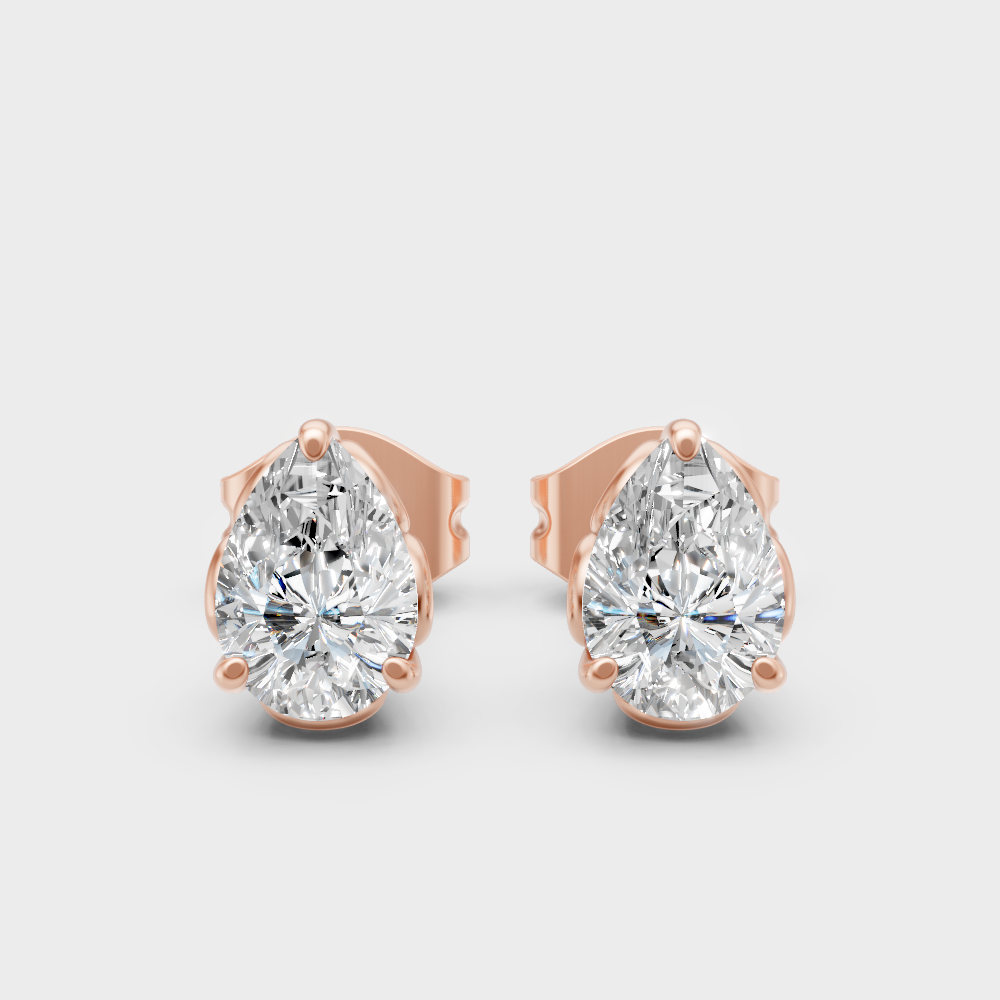 Pear Cut Lab Diamond Stud Earrings In Hallmark Yellow Gold