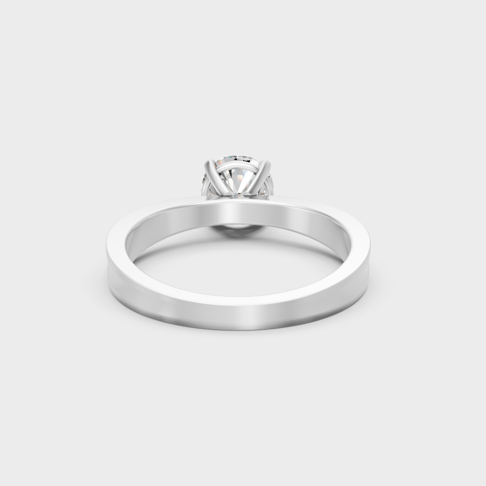 White Gold Round-Shaped Lab-Grown Diamond Ring With Hallmark Gold Quality