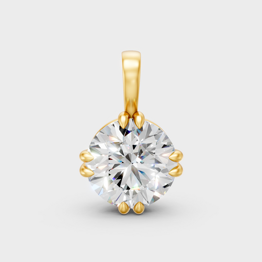 Round Cut 1 Ct Lab Grown Diamond Pendant Without Chain Yellow Gold