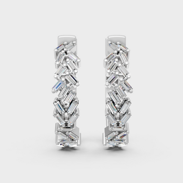 Sleek white gold baguette diamond hoops for a sophisticated ethical sparkle
