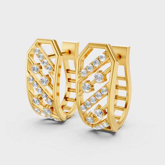 Hallmark Yellow Gold Round Cut Lab Diamond Hoop Earrings For Women