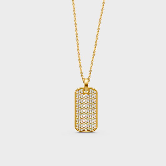 Gli Certified Round-Cut Lab-Grown Diamond Pendant With Chain In Yellow Gold For Men
