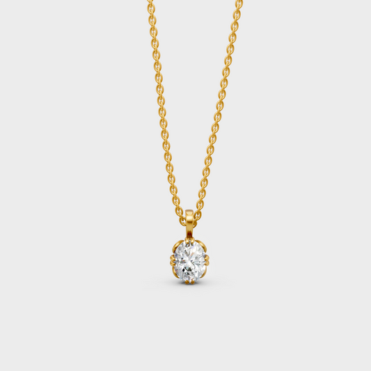 Igi Certified Oval-Cut Lab-Grown Diamond Pendant In 18K Yellow Gold