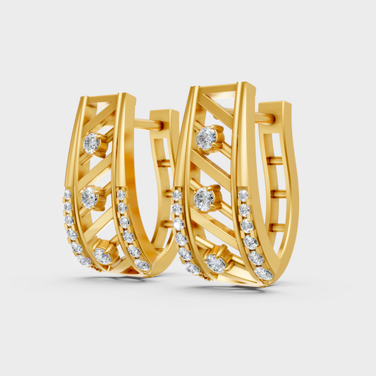 Luxury Yellow Gold Lab-Grown Diamond Hoop Earrings 0.17 Ct Each
