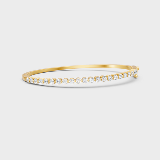 2 Ct Round Cut Certified Lab-Grown Diamond Kada Bracelet Yellow Gold