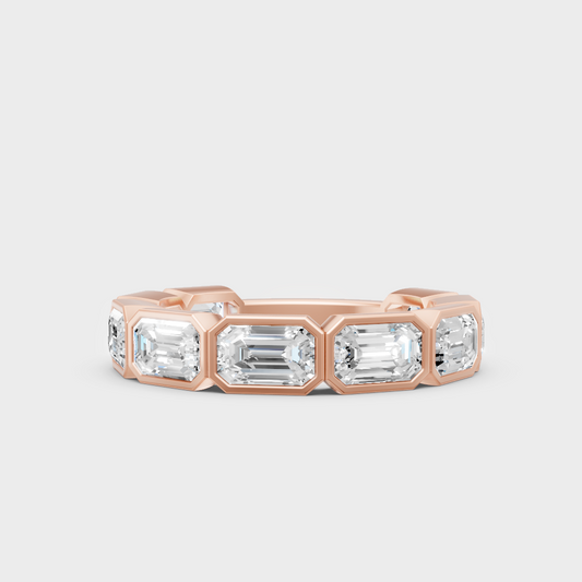 Modern 18K Rose Gold Eternity Band With 2.37Ct Emerald Lab-Grown Diamonds