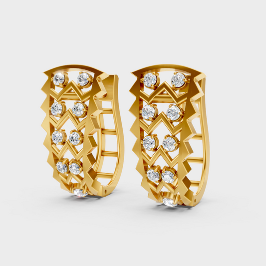 Luxury Yellow Gold Lab-Grown Diamond Hoop Earrings 0.26 Ct Each