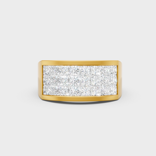 Certified 2.16 Carat Princess-Cut Lab-Grown Diamond Men's Ring In 18K Yellow Gold