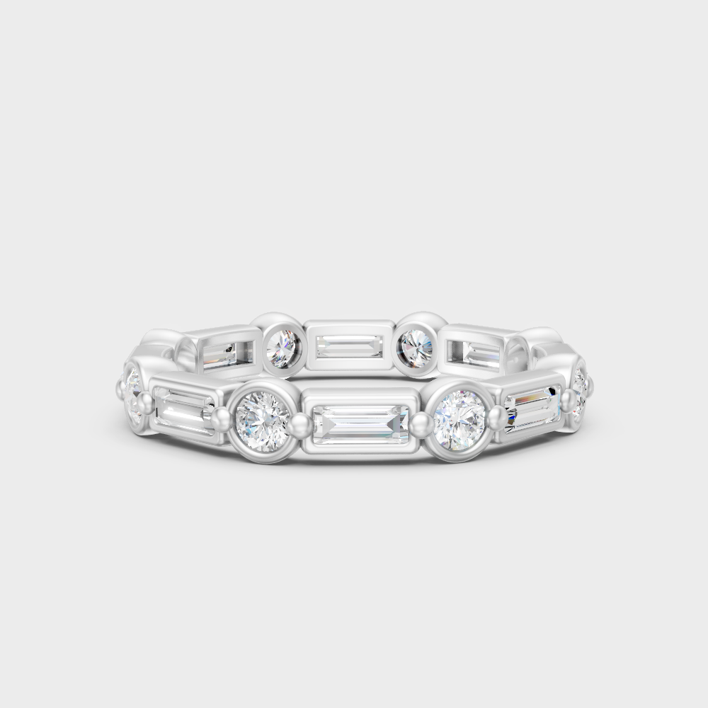 Premium 950 Platinum Eternity Ring Showcasing A 0.87 Carat Alternating Diamond Design