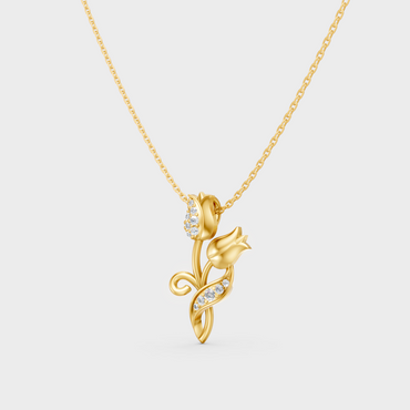 GLI Certified 0.08 Ct Round Lab-Grown Diamond Necklace Yellow Gold