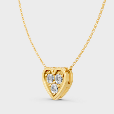 GLI Certified Round Cut Lab-Grown Diamond Solitaire Necklace In Hallmark Yellow Gold