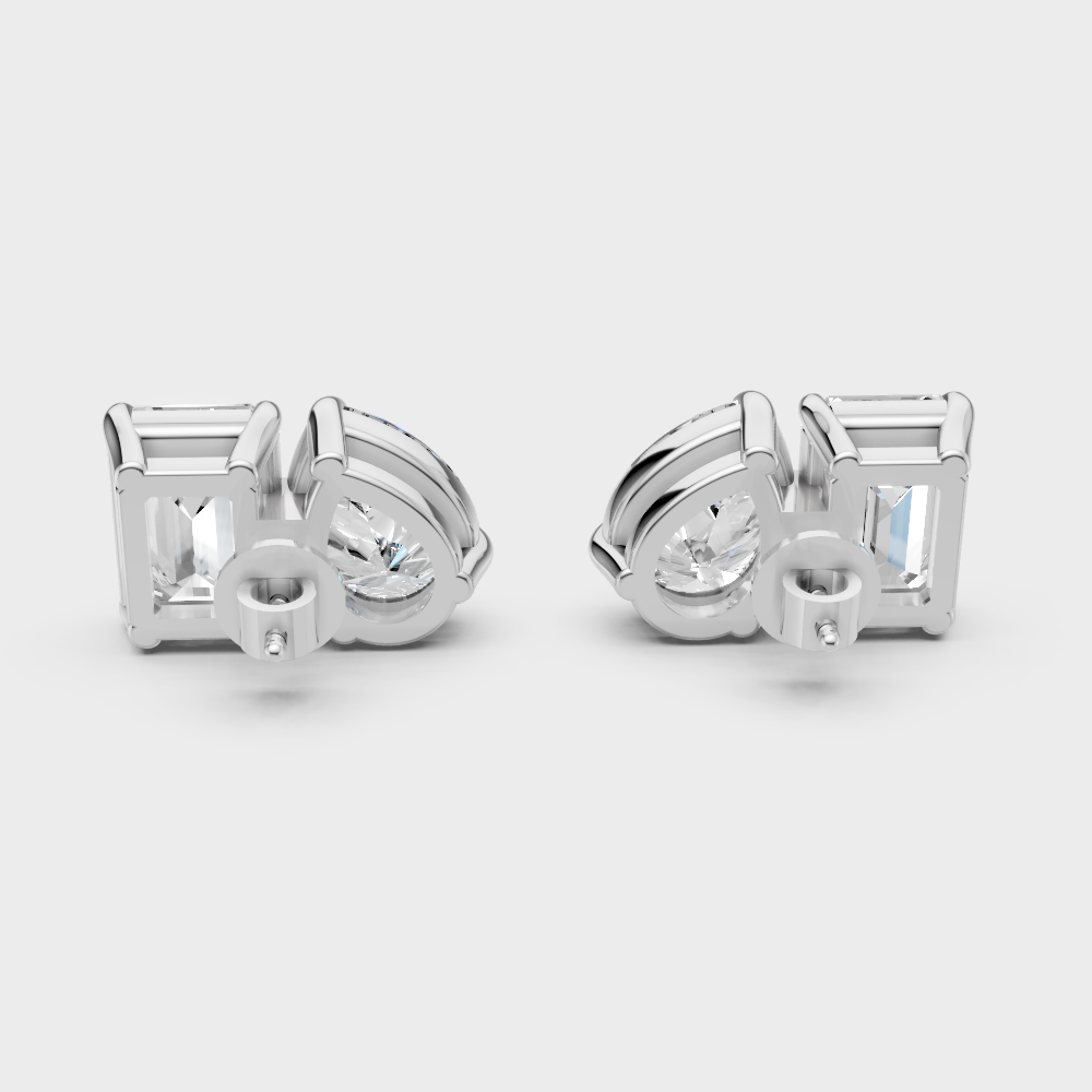 Modern Emerald Pear Lab Diamond Earrings In White Gold Fine Jewelry