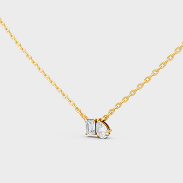 GLI Certified 0.96 Carat Toi-Et-Moi Diamond Necklace Yellow Gold