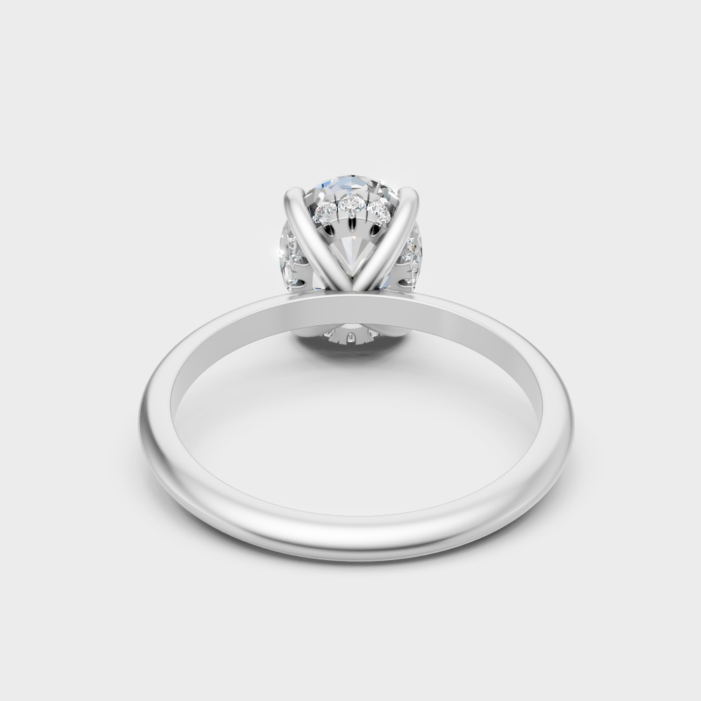 Premium 950 Platinum Hidden Halo Ring Showcasing A 2.59 Carat Oval Sustainable Diamond