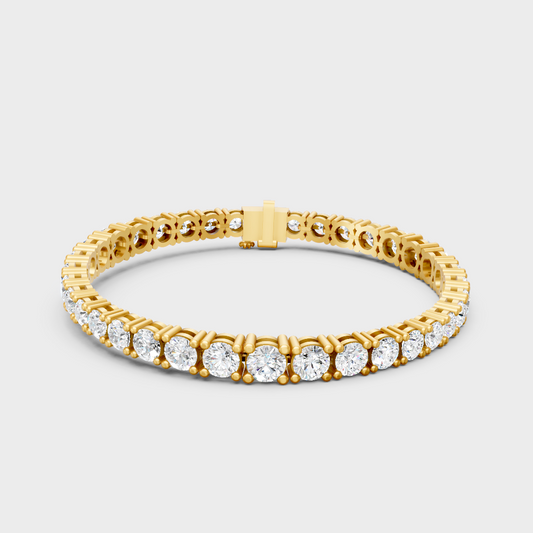 Elegant Lab Diamond Bracelet Round Cut Yellow Gold