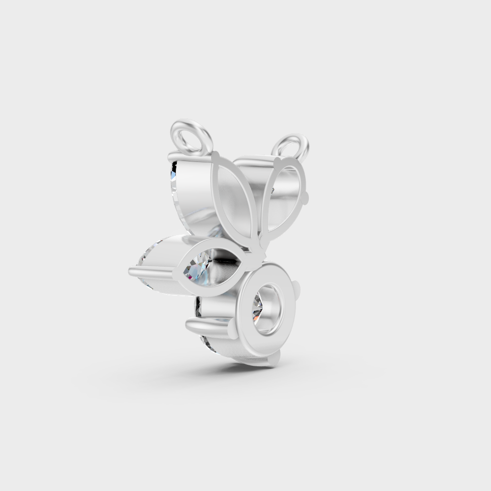 White Gold Multi-Shape Lab-Grown Diamond Pendant With Hallmark Gold Quality.