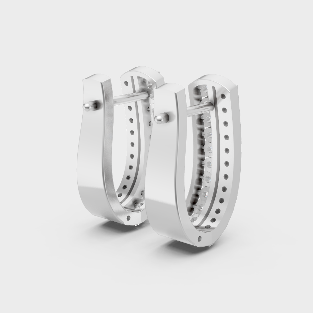Luxury Platinum Round Cut Lab Diamond Hoop Earrings For Women