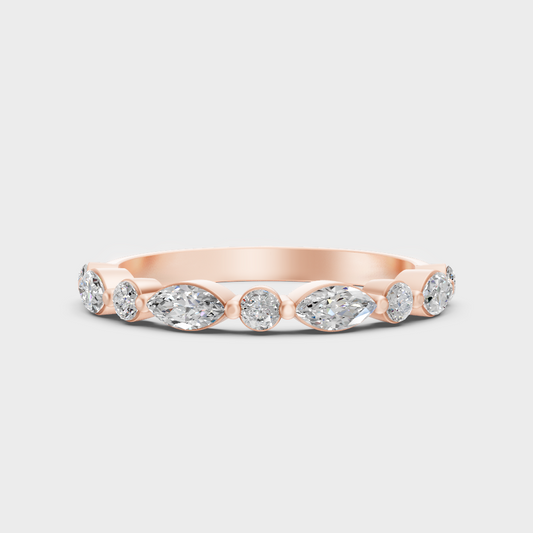 Rose Gold Round Marquise Lab Grown Diamond Band Timeless Style