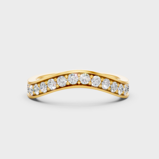 Luxury Round Diamond Band Ring In Yellow Gold Elegant Fine Jewelry