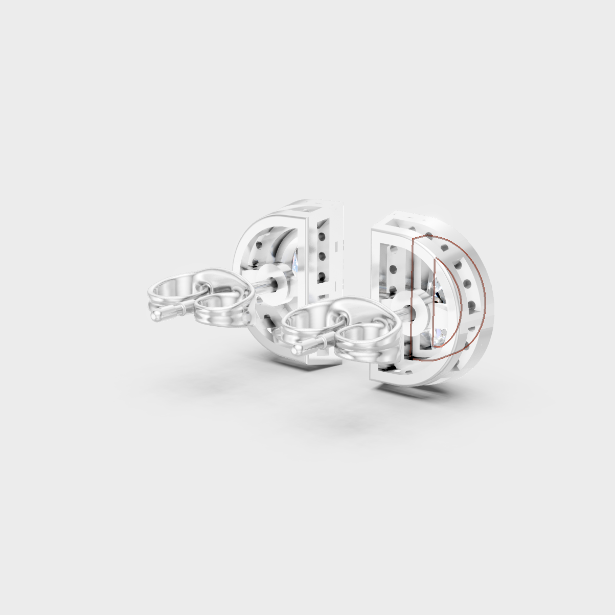 Hallmarked 14K White Gold Stud Earrings With 0.64 Carat Total Weight Lab Diamonds