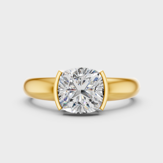 Luxury Cushion Diamond Engagement Ring In Yellow Gold Elegant Jewelry