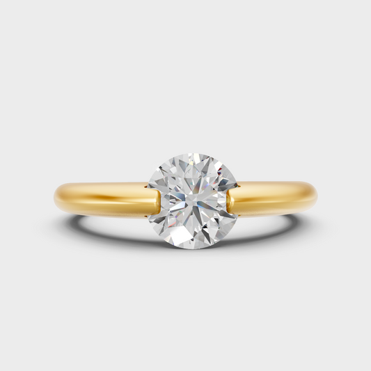 Luxury Round Diamond Engagement Ring In Yellow Gold Elegant Jewelry