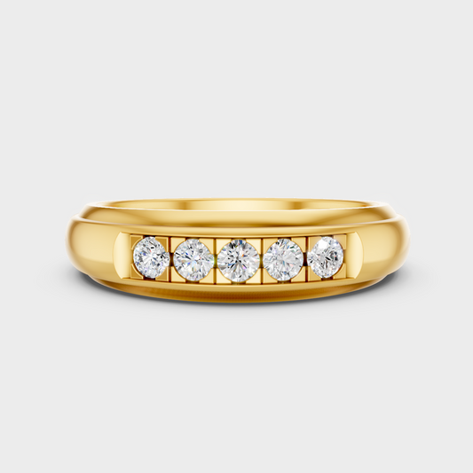 Luxury Mens Round Diamond Ring In Yellow Gold Modern Elegant Jewelry
