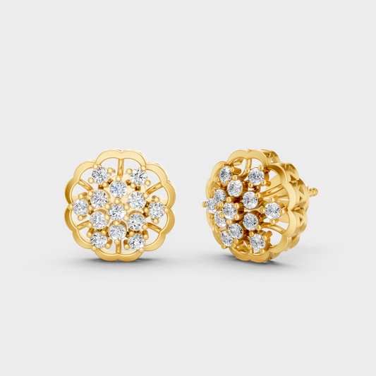 GLI Certified 0.91 Ct TW Round-Cut Lab-Grown Diamond Stud Earrings In 18K Yellow Gold