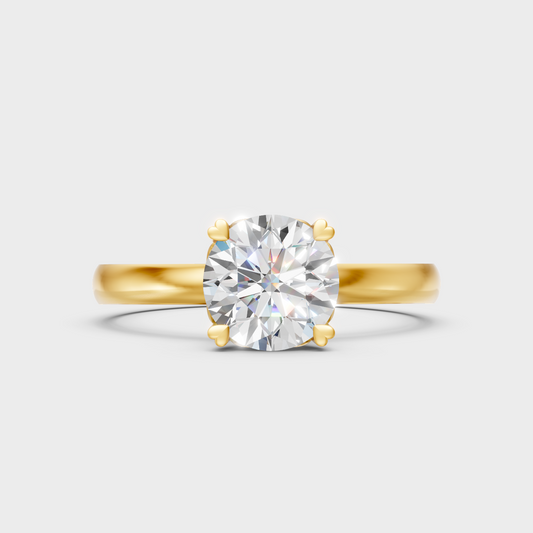 Igi Certified Round-Cut Lab-Grown Diamond Ring In 18K Yellow Gold